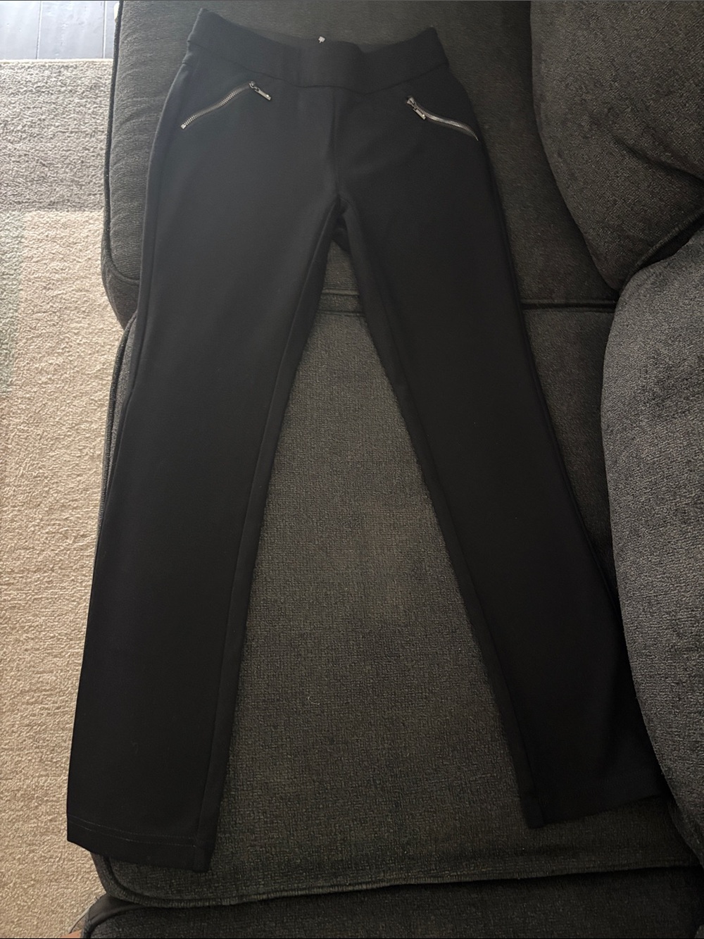 INC International Concepts Black Straight-Leg Pants with Zip Pockets
